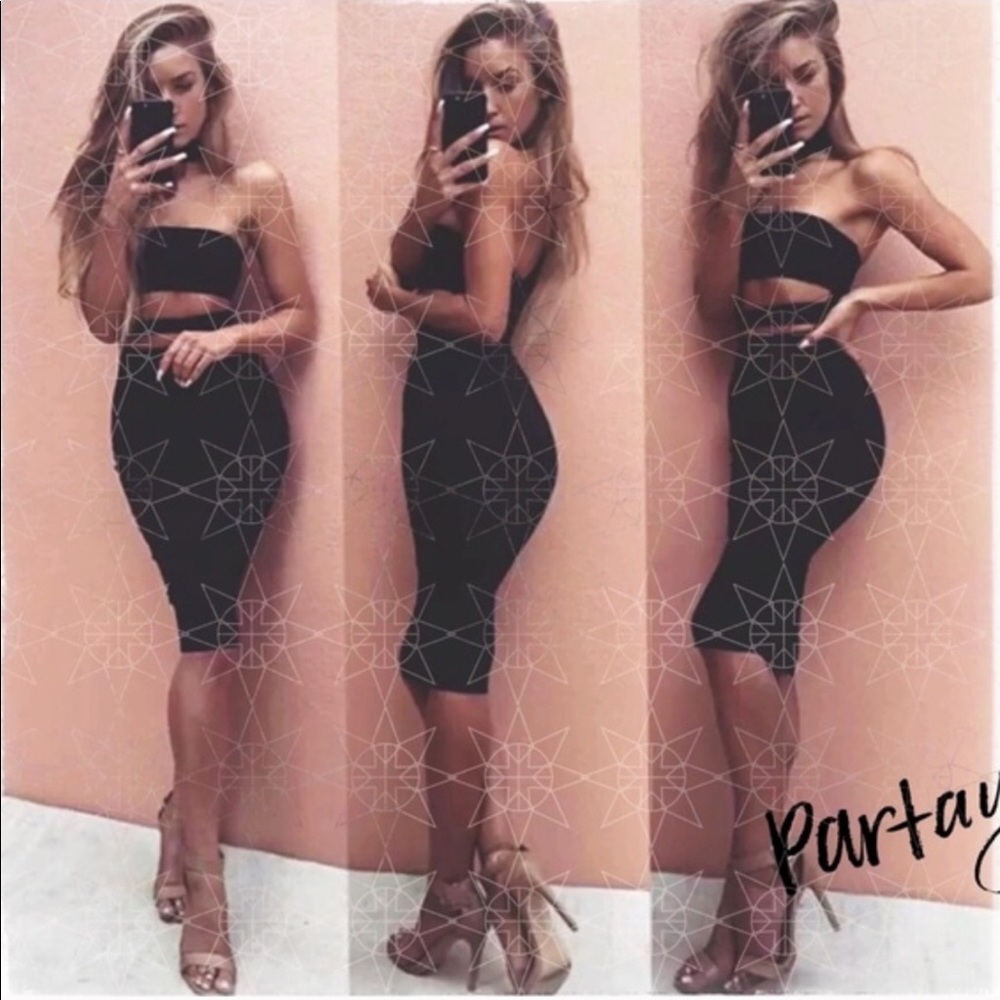 Sexy black cut out body con dress
